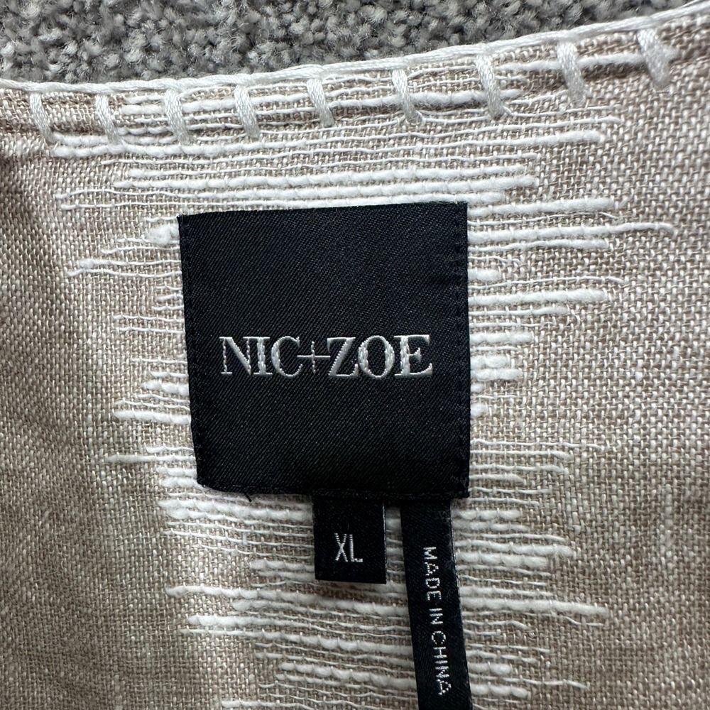 NIC+ZOE Tunic Top Women XL Button Up 3/4 Sleeve Linen Cotton Coastal Summer Boho - Picture 3 of 13